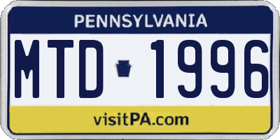 PA license plate MTD1996