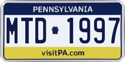 PA license plate MTD1997