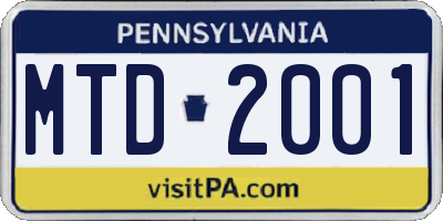 PA license plate MTD2001