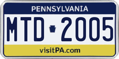 PA license plate MTD2005
