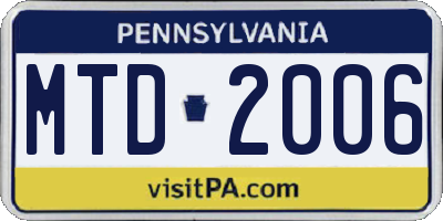 PA license plate MTD2006