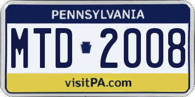 PA license plate MTD2008