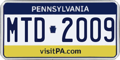 PA license plate MTD2009