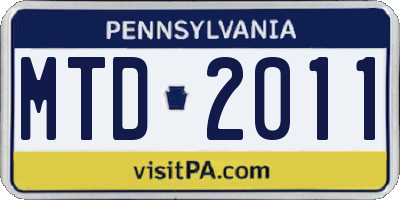 PA license plate MTD2011