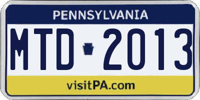 PA license plate MTD2013