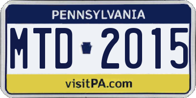 PA license plate MTD2015