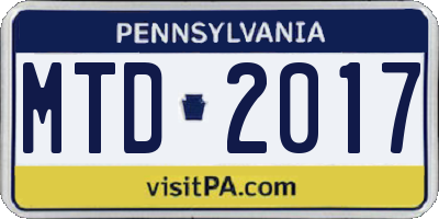PA license plate MTD2017