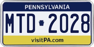 PA license plate MTD2028