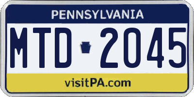 PA license plate MTD2045