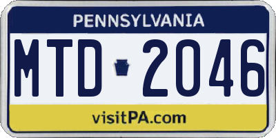 PA license plate MTD2046