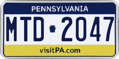 PA license plate MTD2047