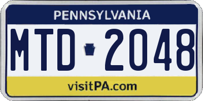 PA license plate MTD2048