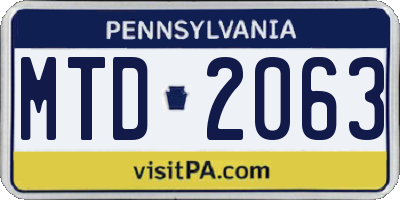 PA license plate MTD2063