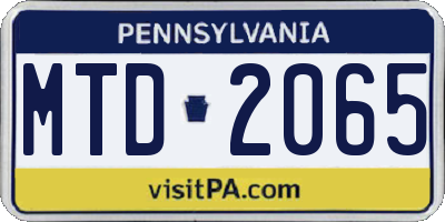 PA license plate MTD2065