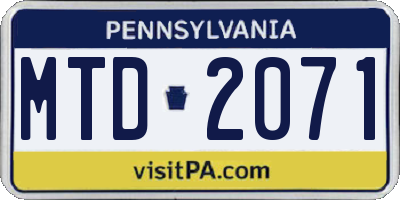 PA license plate MTD2071
