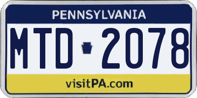 PA license plate MTD2078