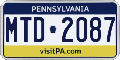 PA license plate MTD2087