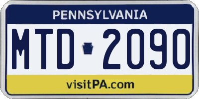 PA license plate MTD2090
