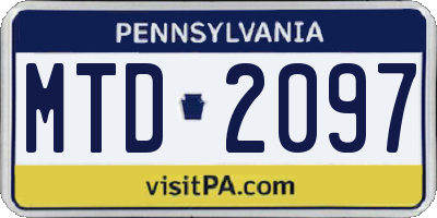 PA license plate MTD2097