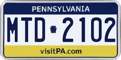 PA license plate MTD2102