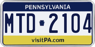 PA license plate MTD2104