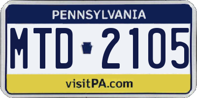 PA license plate MTD2105