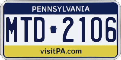 PA license plate MTD2106