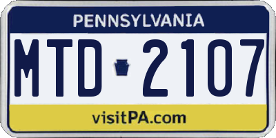 PA license plate MTD2107