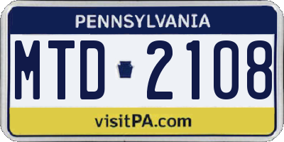 PA license plate MTD2108