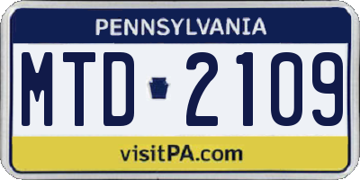 PA license plate MTD2109