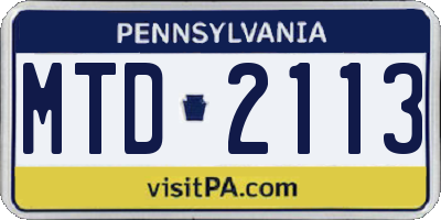 PA license plate MTD2113