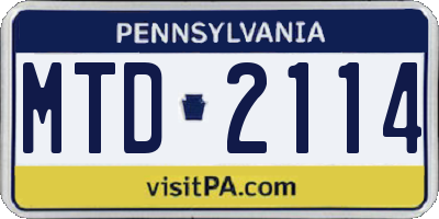 PA license plate MTD2114