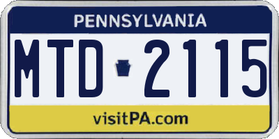 PA license plate MTD2115