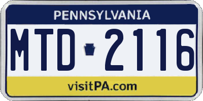 PA license plate MTD2116