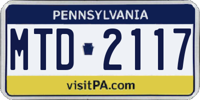 PA license plate MTD2117