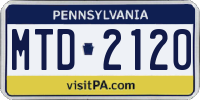 PA license plate MTD2120