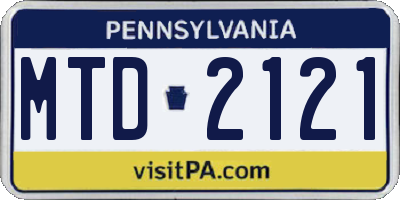 PA license plate MTD2121