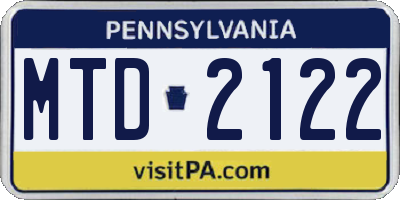 PA license plate MTD2122