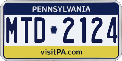 PA license plate MTD2124
