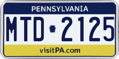 PA license plate MTD2125