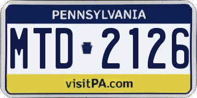 PA license plate MTD2126