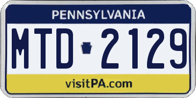 PA license plate MTD2129