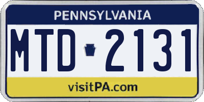 PA license plate MTD2131