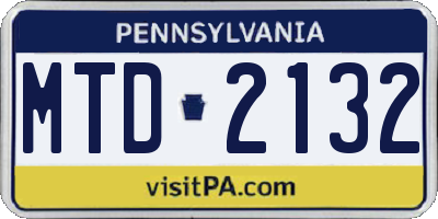 PA license plate MTD2132