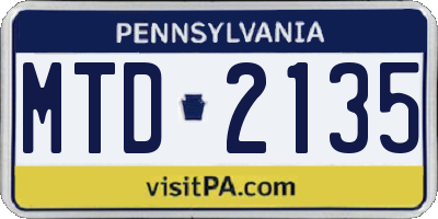 PA license plate MTD2135