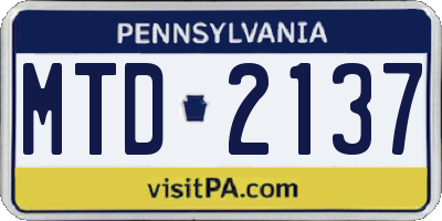 PA license plate MTD2137