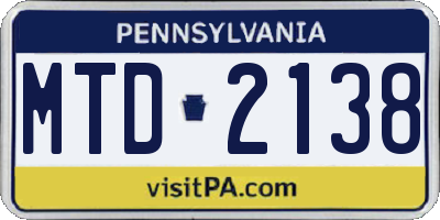 PA license plate MTD2138