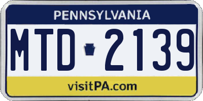 PA license plate MTD2139