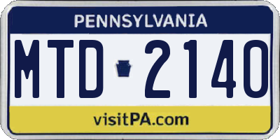 PA license plate MTD2140