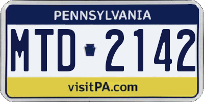PA license plate MTD2142